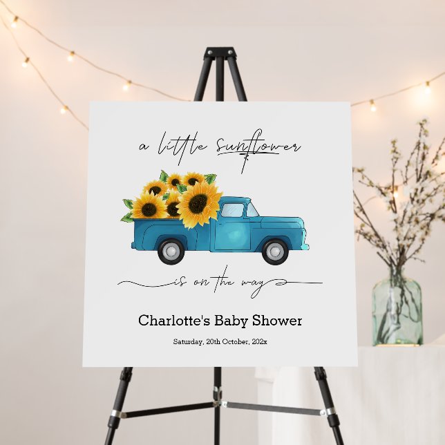A Little Sunflower Is On The Way Baby Shower  Foam Board (In Situ (Stand))