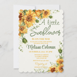 A Little Sunflower Is On The Way Baby Shower   Invitation
