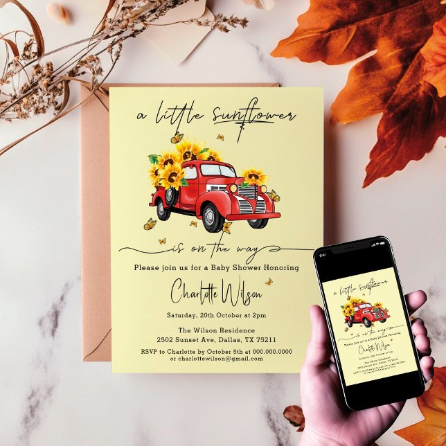 A Little Sunflower Is On The Way Baby Shower  Invitation (Creator Uploaded)