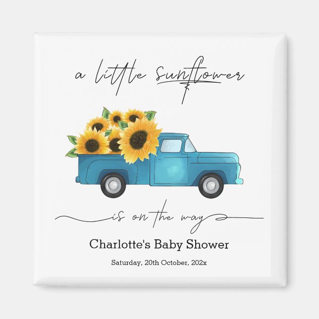 A Little Sunflower Is On The Way Baby Shower Magnet (Front)