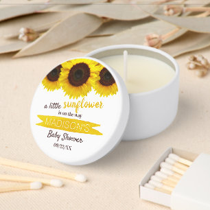 A Little Sunflower Is On The Way! Baby Shower Mini Candle Favors