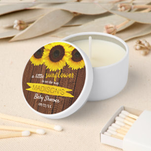 A Little Sunflower Is On The Way! Baby Shower Mini Candle Favors