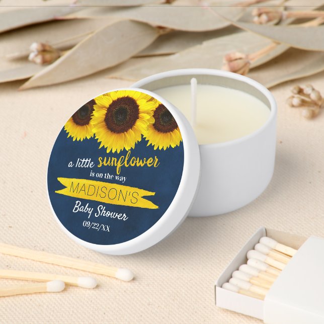 A Little Sunflower Is On The Way! Baby Shower Mini Candle Favors (Insitu)