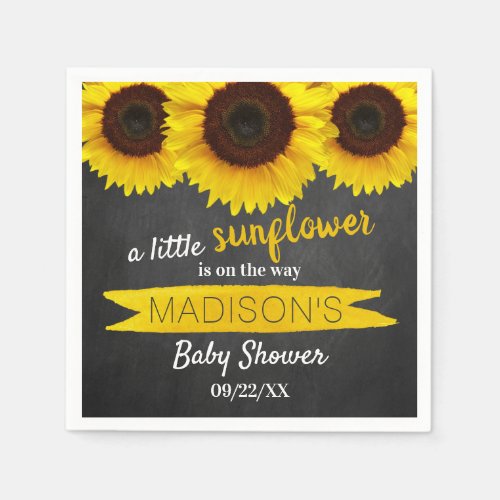A Little Sunflower Is On The Way Baby Shower Napkins