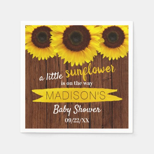 A Little Sunflower Is On The Way Baby Shower Napkins