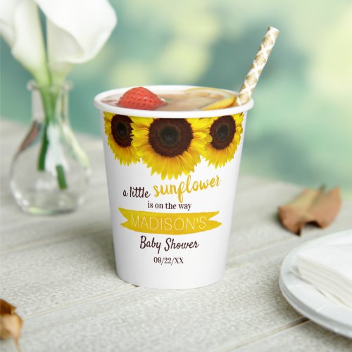 A Little Sunflower Is On The Way Baby Shower Paper Cups