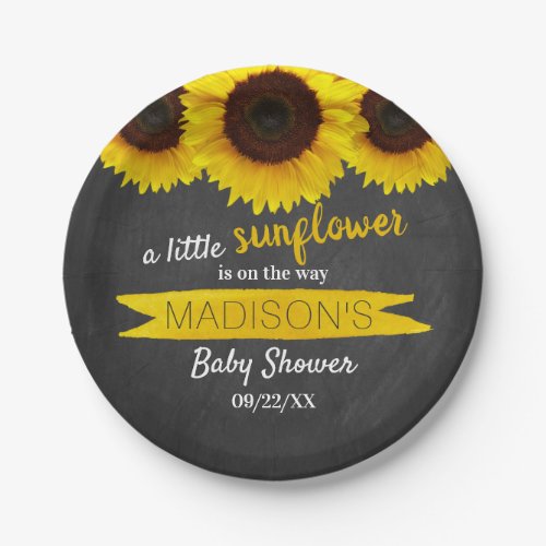 A Little Sunflower Is On The Way Baby Shower Paper Plates