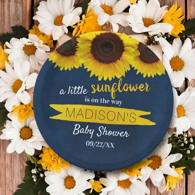 A Little Sunflower Is On The Way! Baby Shower Paper Plates (Creator Uploaded)