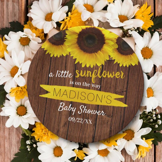 A Little Sunflower Is On The Way! Baby Shower Paper Plates (Creator Uploaded)