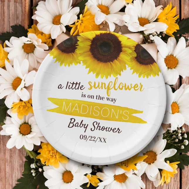 A Little Sunflower Is On The Way! Baby Shower Paper Plates (Creator Uploaded)