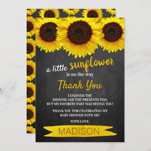 A Little Sunflower Is On The Way Baby Shower Thank You Card