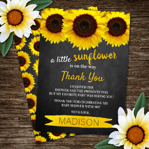 A Little Sunflower Is On The Way! Baby Shower Thank You Card