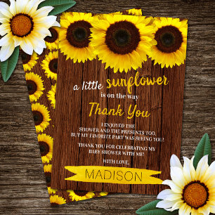 A Little Sunflower Is On The Way! Baby Shower Thank You Card