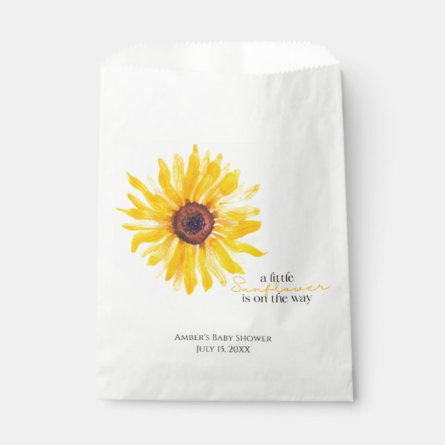 A Little Sunflower is on the Way Shower Favor Bag (Front)