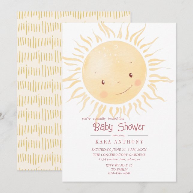 A Little Sunshine Baby Shower Invitation (Front/Back)