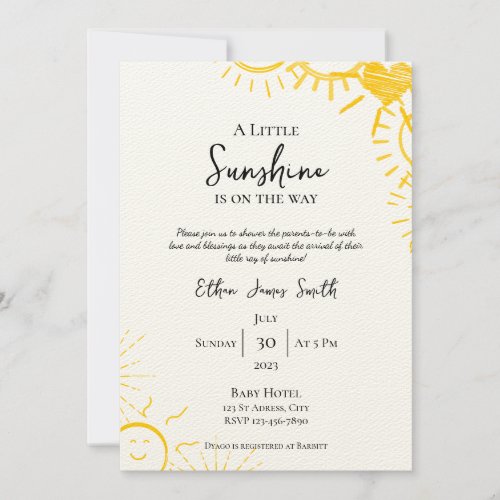 A Little Sunshine Boy Baby Shower Invitation