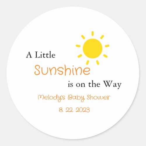 A Little Sunshine is on the Way Labels Stickers