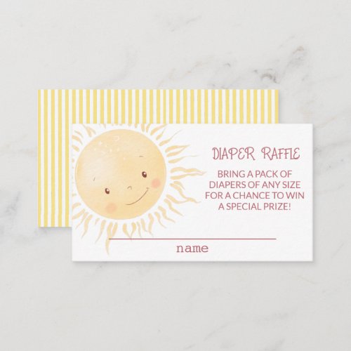 A Little Sunshine Personalized Diaper Raffle Enclosure Card