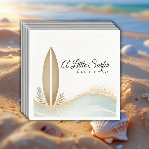 A Little Surfer Minimalist Gold Baby Shower Napkins
