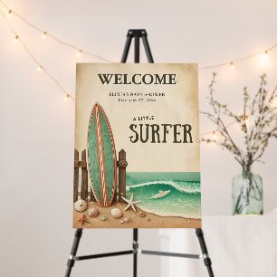A Little Surfer Vintage Baby Shower Foam Board