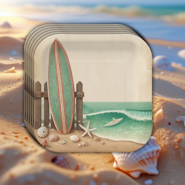 A Little Surfer Vintage Baby Shower Paper Plates (Creator Uploaded)