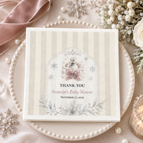 A Little Swan Winter Princess Baby Shower Napkins