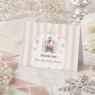 A Little Swan Winter Princess Baby Shower Thank You Card