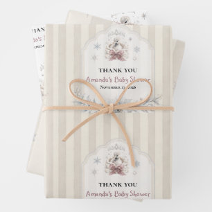 A Little Swan Winter Princess Baby Shower Wrapping Paper Sheets