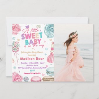 A Little Sweet Baby Is One The Way Party Photo Invitation | Zazzle