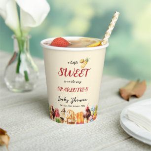 A Little Sweet Is On The Way Ice Cream Baby Shower Paper Cups