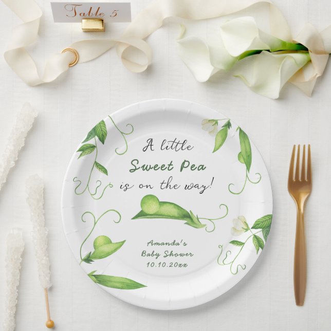 A Little Sweet Pea Is On The Way Baby Shower Paper Plates (Wedding)