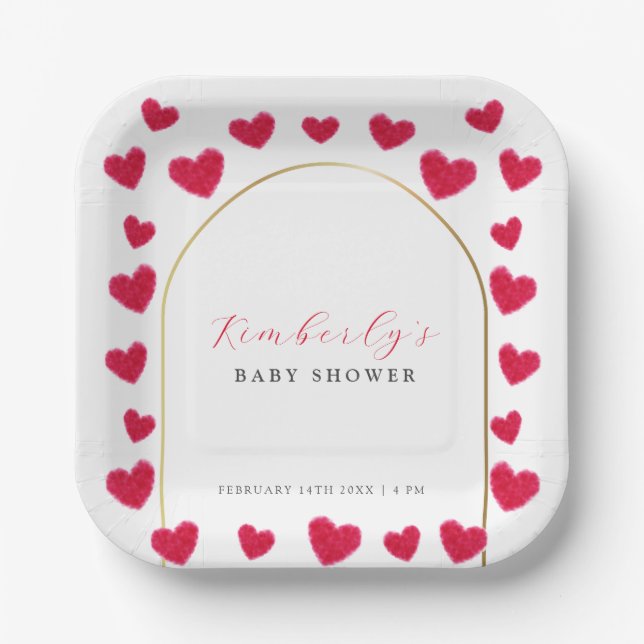 A Little Sweetheart Arch Valentines Baby Shower Paper Plates (Front)