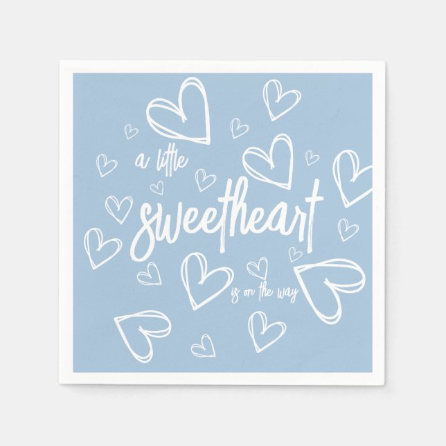 A little sweetheart baby boy shower napkins (Front)