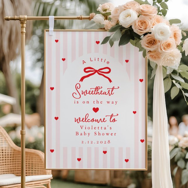 A Little Sweetheart Baby Shower Bow Welcome Foam Board (Creator Uploaded)