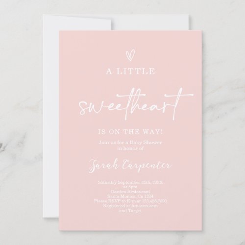 A Little Sweetheart Baby Shower Girl Invitation