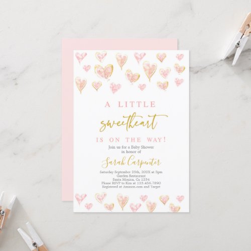 A Little Sweetheart Baby Shower Girl Invitation