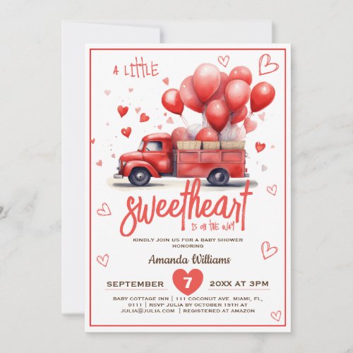 a little sweetheart baby shower invitation
