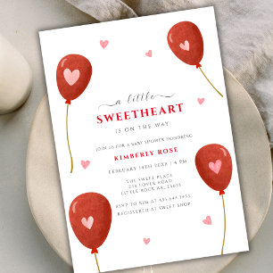 A Little Sweetheart Balloon Valentines Baby Shower Invitation