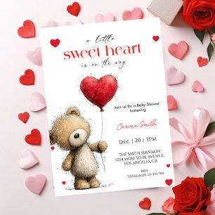 A Little Sweetheart bear Baby Shower Invitation