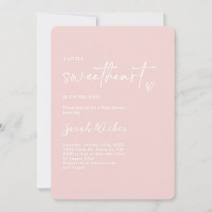 A Little Sweetheart Blush Pink Baby Shower Girl Invitation