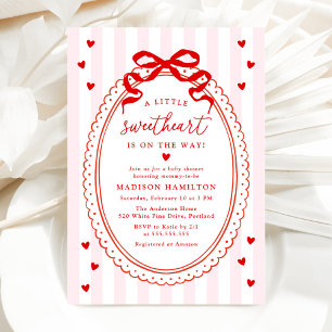A Little Sweetheart Bow Baby Shower Invitation