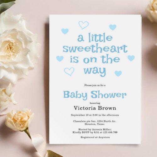 A little sweetheart Boy Baby Shower Invitation