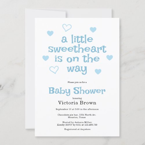 A little sweetheart Boy Baby Shower Invitation