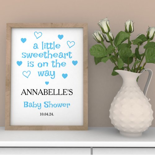 A little sweetheart Boy Baby Shower Welcome  Poster