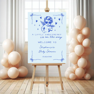 A Little Sweetheart Boy Baby Shower Welcome Sign