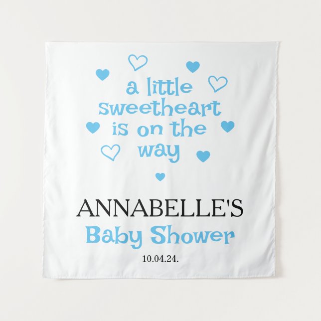 A little sweetheart Boy Baby Shower Welcome  Tapestry (Front)