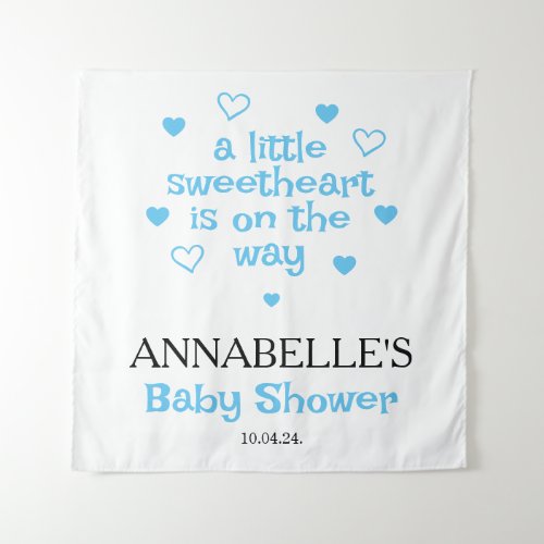 A little sweetheart Boy Baby Shower Welcome  Tapestry