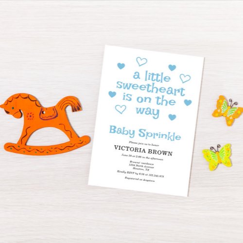 A little sweetheart Boy Baby Sprinkle Invitation