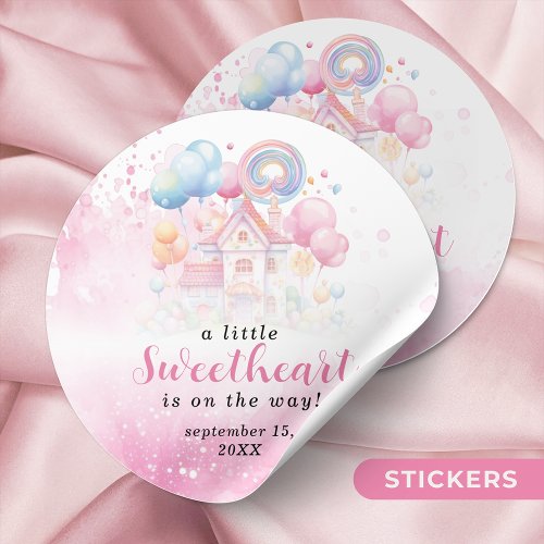 A Little Sweetheart Candy Baby Shower Invitation Classic Round Sticker