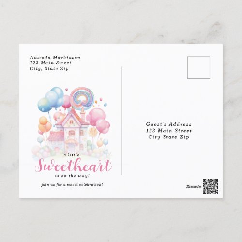 A Little Sweetheart Candy Baby Shower Invitation Postcard